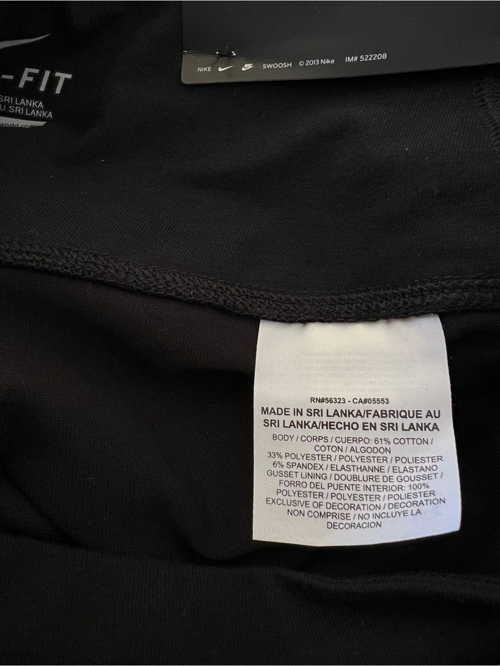 Nike Dri Fit Black 3/4 Performance leggings Tights Size Small - Picture 6 of 9